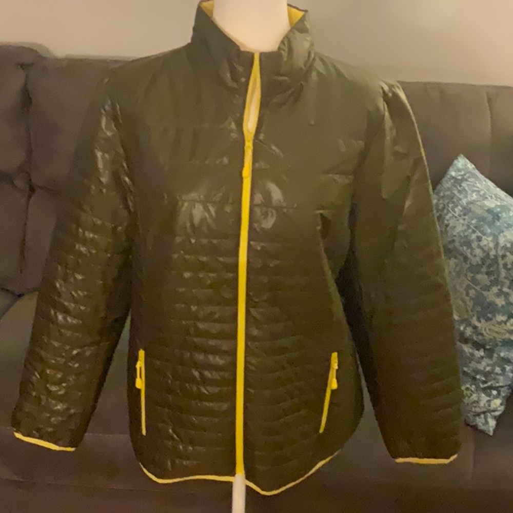 NWOT Talbots Olive Green Jacket with Yellow Lining